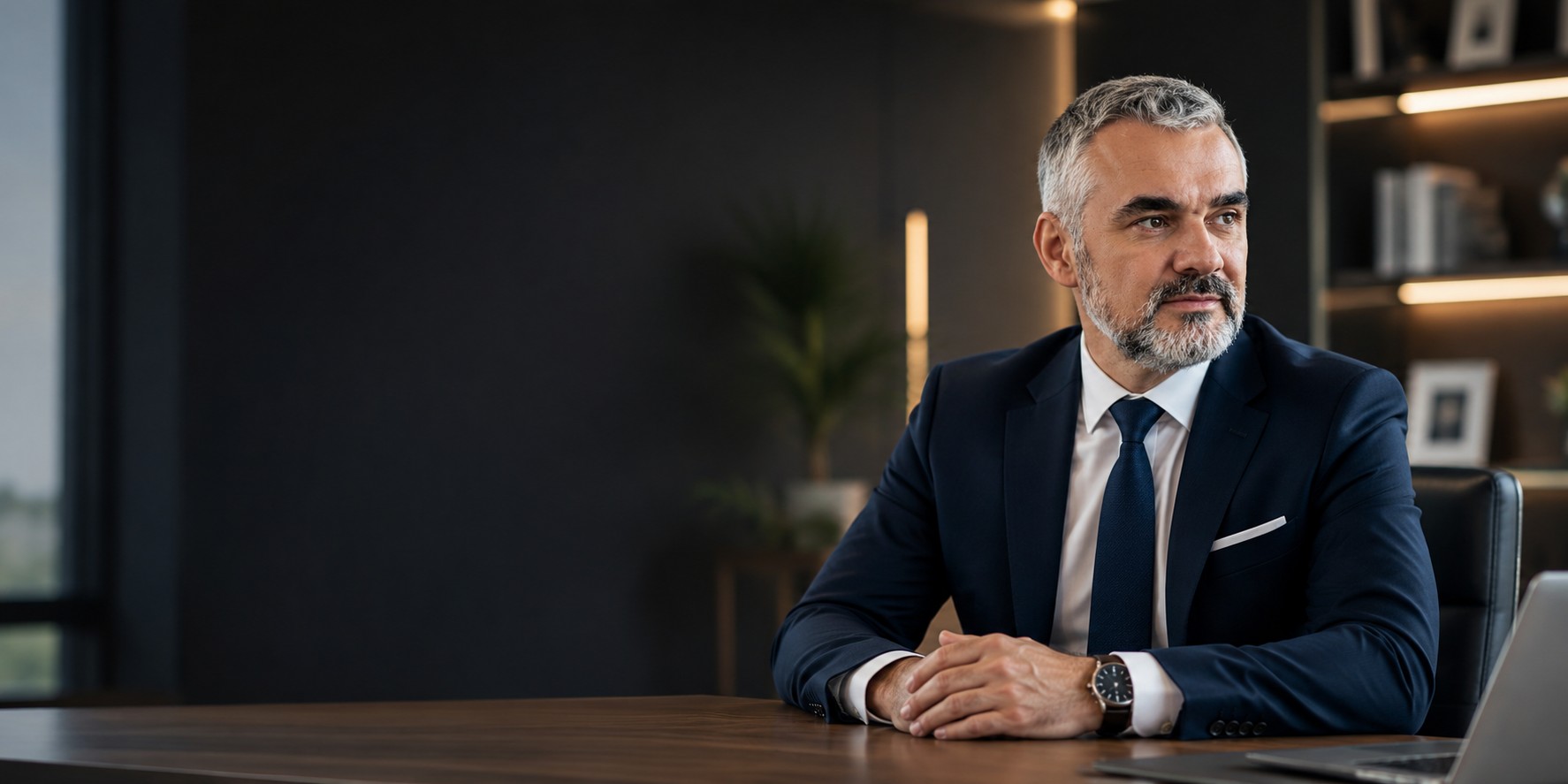 Majoros József, pénzügyi tanácsadó, az irodájában